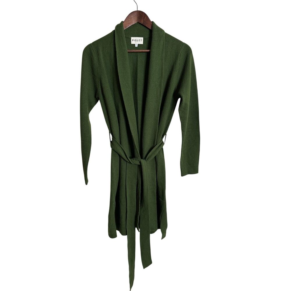 Piglet in Bed 100% Merino Wool Green Luxury Robe Womans Medium